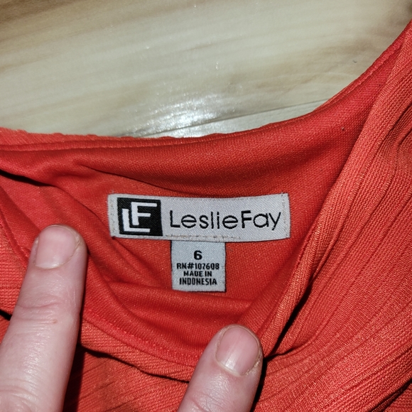 LeslieFay Dark Orange Textured Fit & Flare Dress - Picture 3 of 16